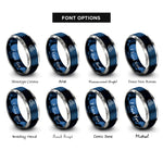 font options for inside engraving on blue & gray gear train rings