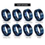 font options for inside engraving on blue gear train rings