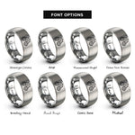 font options for inside engraving on silver gear train rings