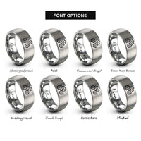 font options for inside engraving on silver gear train rings