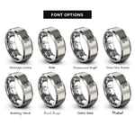 font options for inside engraving on silver gear train rings