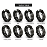 font options for inside engraving on black & grey gears rings