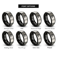 font options for inside engraving on black & gray gears rings