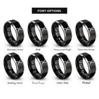 font options for inside engraving on black & silver gebo rings