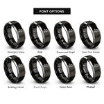 font options for inside engraving on black & grey gecko rings