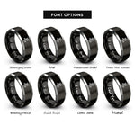 font options for inside engraving on black & grey gecko spiral rings