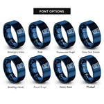 font options for inside engraving on blue gel electrophoresis bands rings