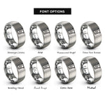 font options for inside engraving on silver gel electrophoresis bands rings