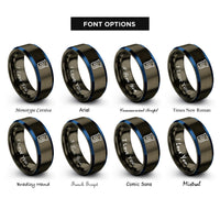 font options for inside engraving on gunmetal & blue gel electrophoresis bands rings