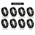 font options for inside engraving on black & silver gelato cup rings