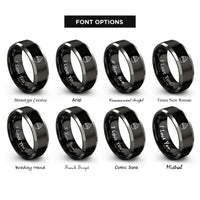 font options for inside engraving on black & silver gelato cup rings