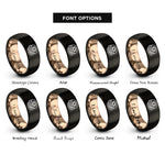 font options for inside engraving on black & rose gold gelt coins rings
