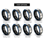 font options for inside engraving on black & blue & silver gemini rings