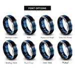 font options for inside engraving on blue & grey gemini rings