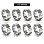font options for inside engraving on grey gemini rings