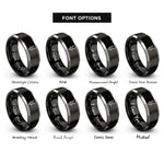 font options for inside engraving on black & grey gemsbok horns crossed rings