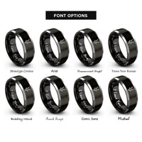 font options for inside engraving on black & grey gemsbok horns crossed rings