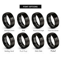 font options for inside engraving on black gemsbok horns crossed rings