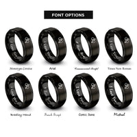 font options for inside engraving on black gender symbols rings