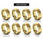 font options for inside engraving on gold gender symbols rings