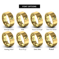 font options for inside engraving on gold gender symbols rings