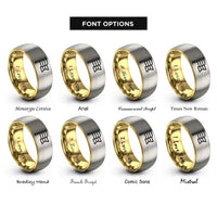 font options for inside engraving on gold & grey genderfluid flag rings