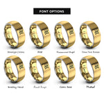 font options for inside engraving on gold & silver genderfluid flag rings