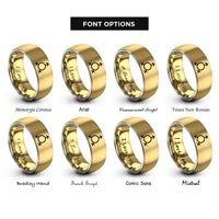 font options for inside engraving on gold & grey genderfluid symbol rings