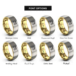 font options for inside engraving on gold & gray genderqueer flag rings