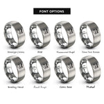 font options for inside engraving on grey genderqueer flag rings
