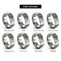 font options for inside engraving on grey genderqueer flag rings