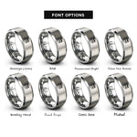 font options for inside engraving on gray genderqueer flag rings
