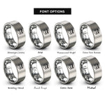 font options for inside engraving on grey genderqueer flag rings