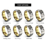 font options for inside engraving on gold & silver genderqueer symbol rings