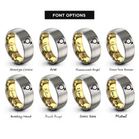 font options for inside engraving on gold & silver genderqueer symbol rings
