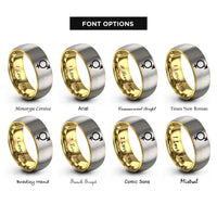 font options for inside engraving on gold & grey genderqueer symbol rings