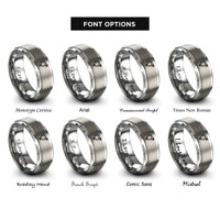 font options for inside engraving on grey genderqueer symbol rings