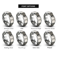 font options for inside engraving on silver genderqueer symbol rings