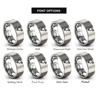 font options for inside engraving on gray genderqueer symbol rings