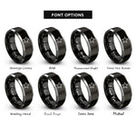 font options for inside engraving on black & grey general star rings