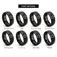 font options for inside engraving on black general star rings