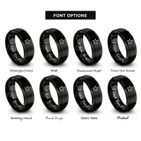 font options for inside engraving on black general star rings