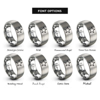 font options for inside engraving on gray general star rings