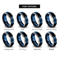 font options for inside engraving on blue & grey generic race track rings