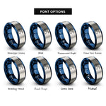 font options for inside engraving on blue & gray generic race track rings