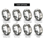 font options for inside engraving on silver generic race track rings