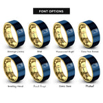 font options for inside engraving on gold & blue generic wrap rings