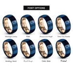 font options for inside engraving on rose gold & blue generic wrap rings