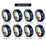 font options for inside engraving on rose gold & blue generic wrap rings