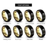 font options for inside engraving on black & gold geometric bee hexagon rings